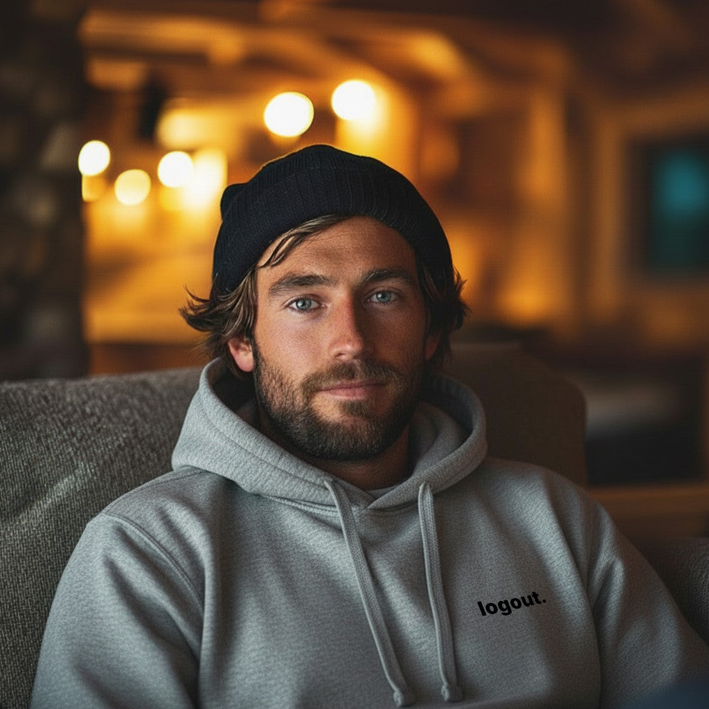 Logout Hoodie mit Stick
