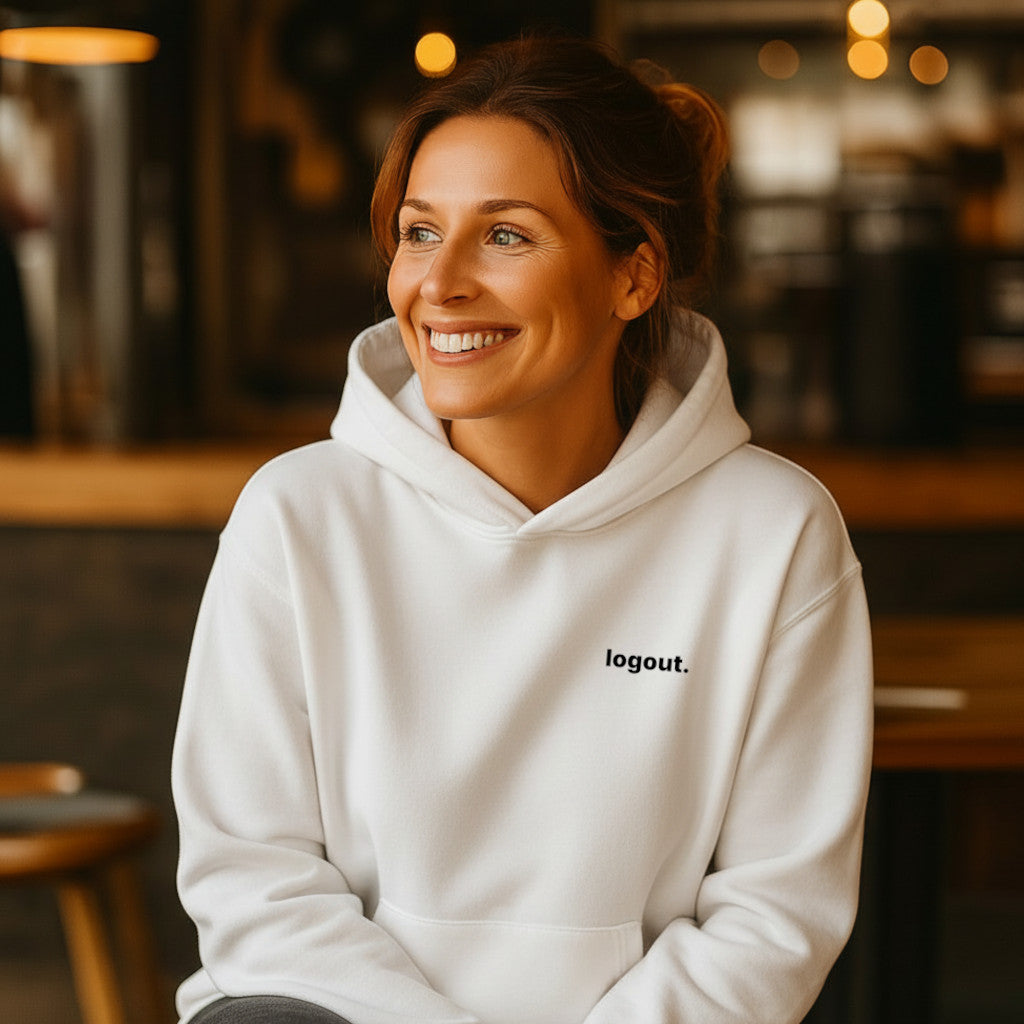 Logout Oversized Hoodie mit Stick